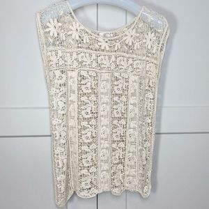 Kenar Lace Ivory Sleeveless Boho Top